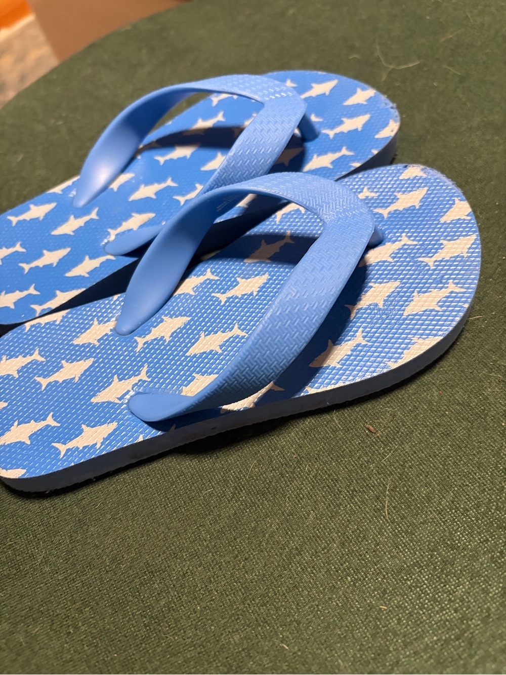 Kids Blue Shark Print Flip Flops